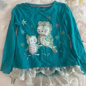 Cynthia Rowley Blue Long Sleeve Tee with Playful Graphic Design